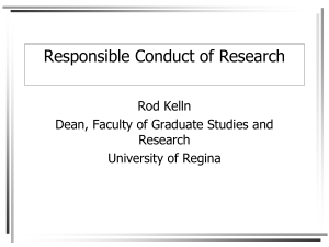 Responsible Conduct of Research 2013 RK