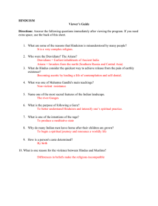 HINDUISM Viewer's Guide Directions: Answer the following