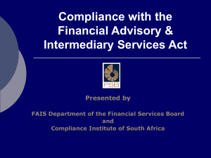 Roadshows on FAIS Compliance 2005