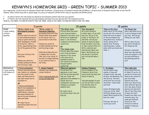 Kenwyn KS2 Green Homework Grid