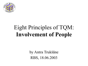 Eight Principles of TQM: Customer Focus