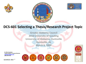 Selecting a Thesis/Research Project Topic