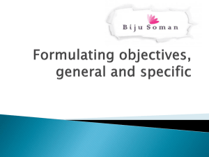 Formulating objectives, general and specific
