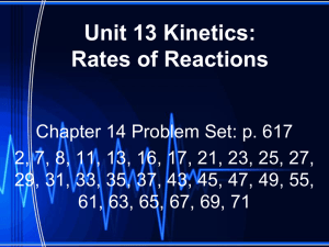 Unit 13 Kinetics: Rates of Reactions
