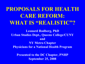 Proposals for Health Care Reform