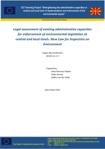 Legal assessment of existing administrative capacities
