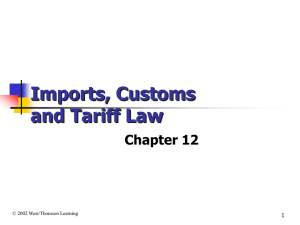 Chapter 12 Customs and Tariff Law