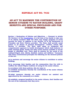 Benefits - RA 7432 (orig. law)