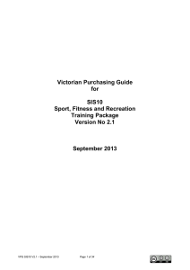 Victorian Purchasing Guide for SIS10 Sport, Fitness and Recreation