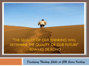 Introducing and developing thinking skills in Sainsku
