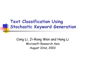 Text Classification Using Stochastic Keyword Generation
