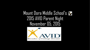 Mount Dora Middle School*s 2015 AVID Parent Night November 05