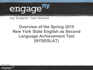 Overview of the Spring 2015 New York State English as