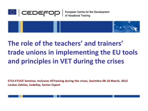 CEDEFOP the role of Teachers' unions in VET