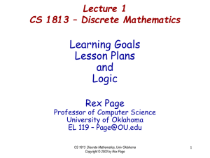Lecture 1 CS 1813 – Discrete Mathematics