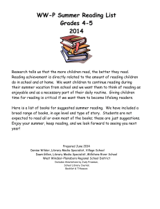 WW-P Summer Reading List Grades 4-5 2014