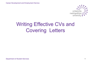 Introduction to Writing a CV and Covering Letter
