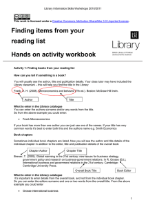 Hands on activity workbook - LSE Learning Resources Online