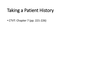 Taking a Patient History - Trisha Hanka's VTI site
