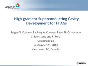 High gradient Superconducting Cavity - FFAG'13