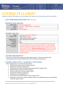 COSC 3750 - Decision Support Systems Concepts
