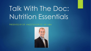 Talk With The Doc: Nutrition Essentials