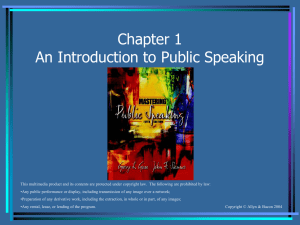 Chapter 1 An Introduction to Public Speaking