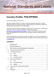 National Standards and Labels Country Profile: PHILIPPINES