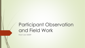 Participant Observation and Field Work