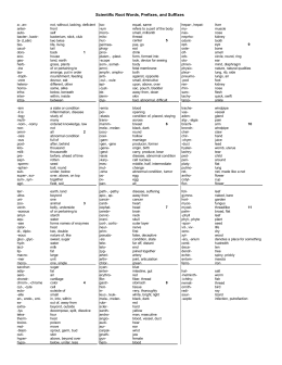 Scientific Root Words, Prefixes, And Suffixes