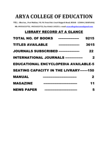 library record at a glance - Arya College of Education