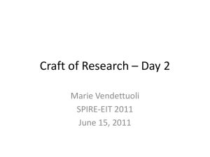 Craft of Research * Day 2