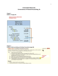 Errata Sheet-Book only Cornerstones of Financial Accounting, 2e