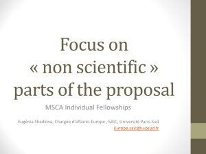 Focus on « not scientific » parts of the proposal