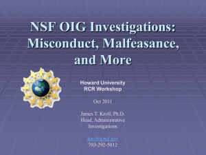 NSF OIG Investigations - Howard University, Graduate School