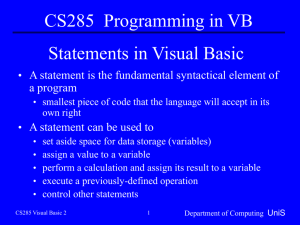 CSM18 Statements in VB