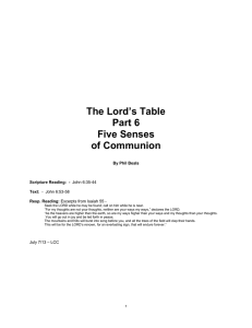 The Lord's Table Part 6 Five Senses of Communion