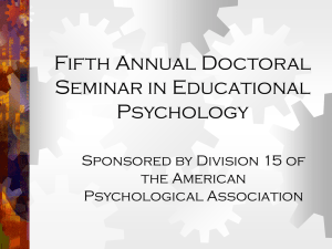 Fifth Annual Doctoral Seminar in Educational Psychology