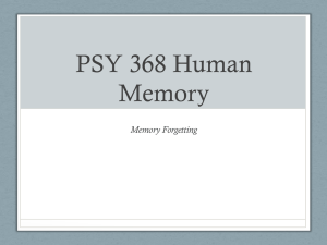 PSY 368 Human Memory - the Department of Psychology at Illinois