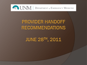 UNMH EHandoff Recommendations June 28th, 2011