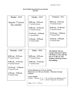 Hirschi High School Final Exam Schedule