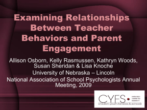 Examining Relationships Between Teacher Behaviors and Parent