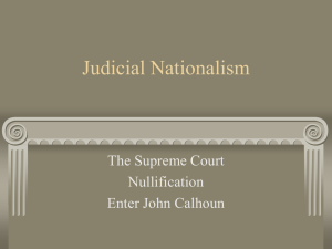 Judicial Nationalism, John C. Calhoun and the Tariff