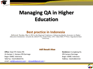I. Best Practices of Managing QA in Indonesian HEIs