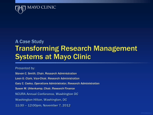 Transforming Research Management Systems at Mayo Clinic: A