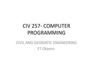 CIV 257- COMPUTER PROGRAMMING