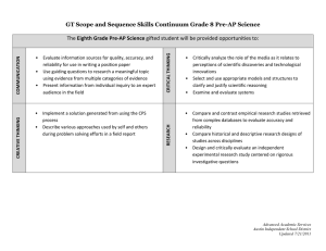 GT Scope and Sequence Skills Continuum Grade 8 Pre