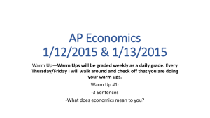 AP Economics 1/12/2015 & 1/13/2015