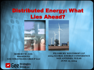 DISTRIBUTED ENERGY: FUTURE PROGNOSIS