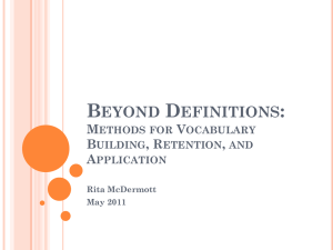 Beyond Definitions: Methods for Vocabulary